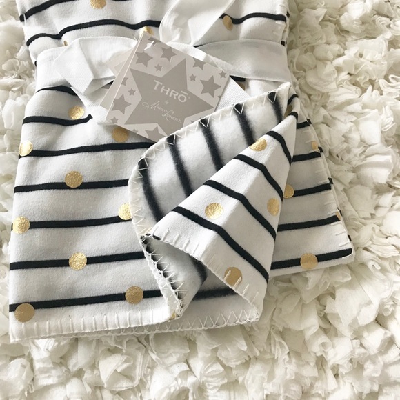 Sold ✨ White Black And Gold Baby Blanket Throw - Picture 2 of 2